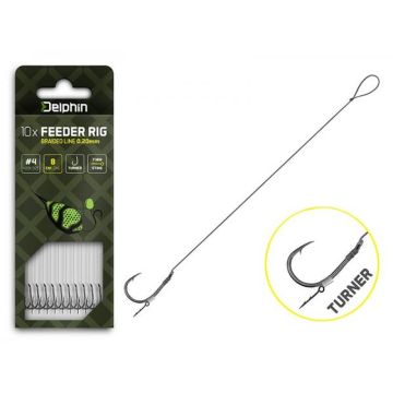 Delphin Braided Sting Feeder Rig Turner pre-tied hooks, 8cm, 10 pcs/pack