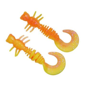 Larva Berkley Powerbait Power Curly, Fluorescent Orange/Sunshine Yellow, 5cm, 10pcs/bag