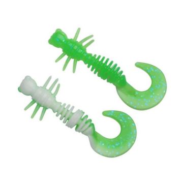 Berkley Powerbait Power Curly Larva, Spring Green/White, 4cm, 12pcs/bag