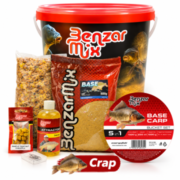 Benzar Mix Base Bucket Set + Groundbait + Additives + Baits, 5L