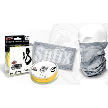 Fir Textil Sufix X8 PE Braided Cord, Hot Yellow, 300m + Cadou Buff Sufix