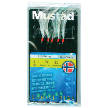 Mustad Feather feathered hooks, 5 pcs/pack