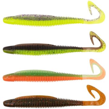 Set Grub Vierme Zeck Boggy, Color Mix, 10cm, 4.5g, 4buc/plic
