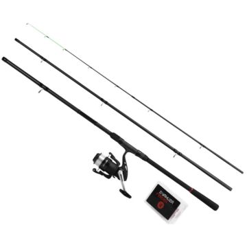 Set Pescuit la Feeder Delphin Yakuza 300, Lanseta 3.00m, 100g, 3+2buc, Mulineta 4T + Fir, Accesorii