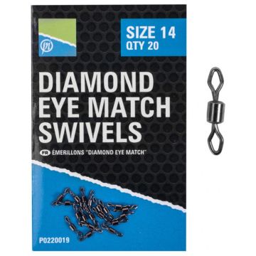 Preston Diamond Eye Match Swivels, 20 pcs/pack