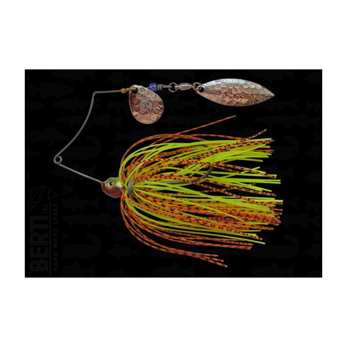 Bertilure Spinnerbait Shallow Killer Colorado-Willow 7g Silicone Skirt Orange/Black - Chartreuse