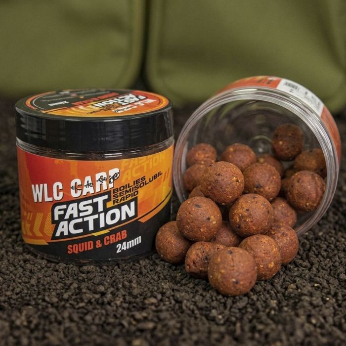 Boilies de Carlig Semisolubil WLC Carp Fast Action, 24mm, 200g - Crab & Squid 2