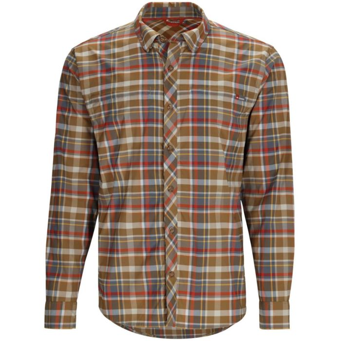 Camasa Simms BugStopper Shirt Plaid, Chestnut Multi Plaid