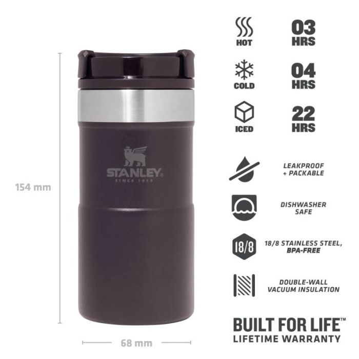 Insulated Stanley Neverleak Travel Mug, Matte Black Pebble, 0.25 Litri 2