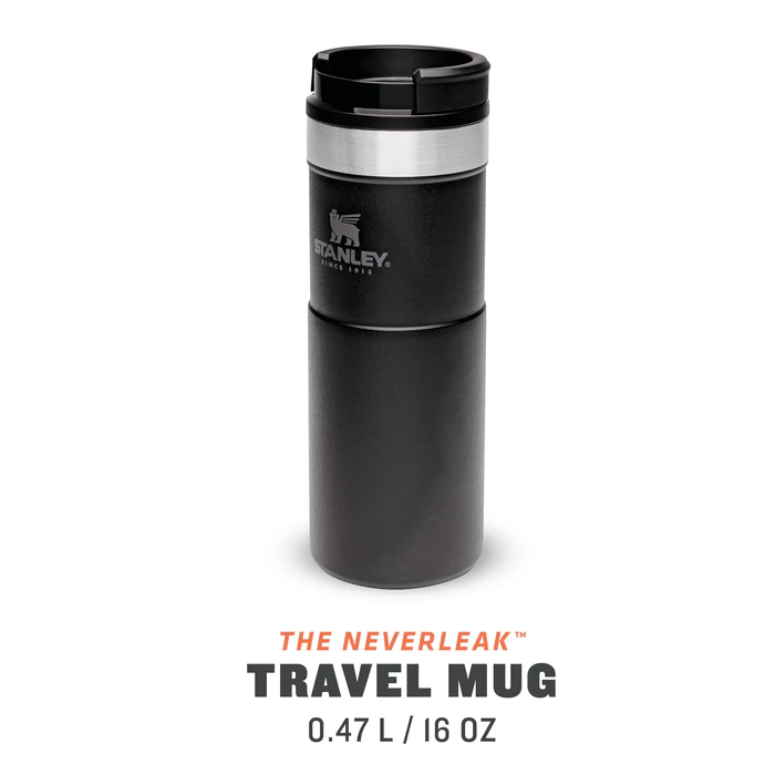 Insulated Mug Stanley Neverleak Travel Mug Matte Black Pebble, 0.35 Litri 2