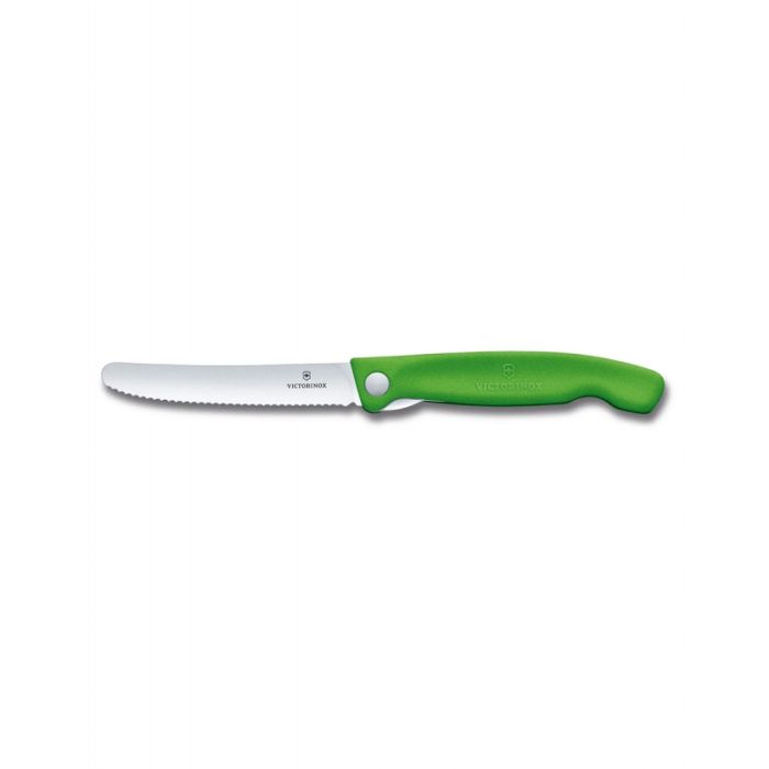 Cutit de Bucatarie Victorinox Foldable Paring Knife, Lama Zimtata 11cm, Verde, Blister 5