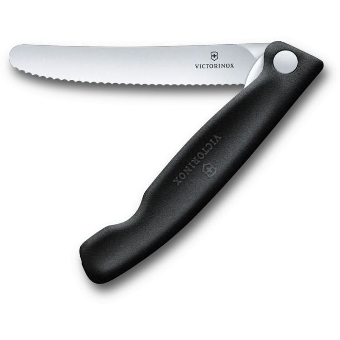 Victorinox Swiss Classic Picnic Kitchen Knife, Serrated Blade 11cm, Black