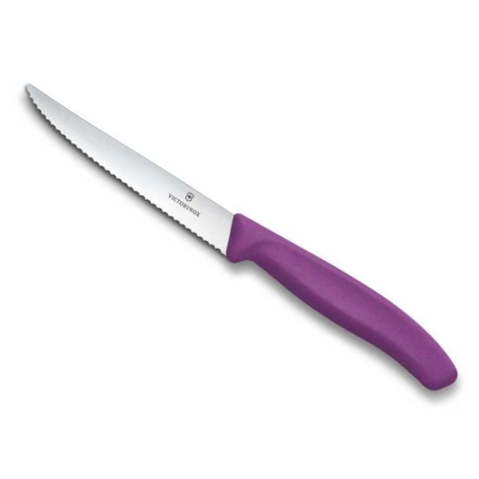 Victorinox Swiss Classic Steak and Pizza Knife, Serrated Blade 11cm, Purple