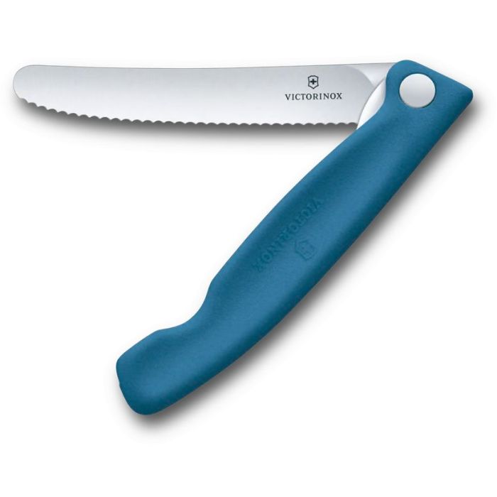 Victorinox Swiss Classic Picnic Folding Knife, 11cm Serrated Blade, Blue