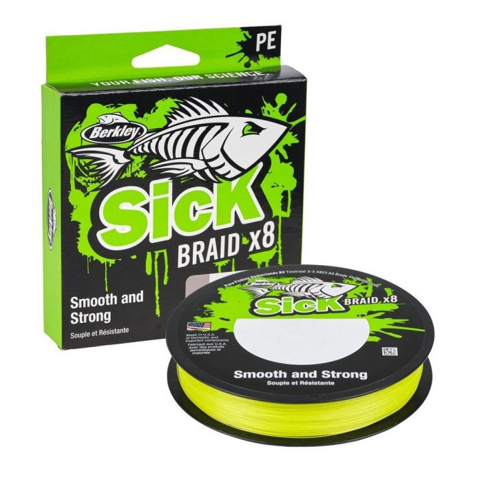 Berkley Sick Braid braided line, Hi-Vis Yellow, 300m