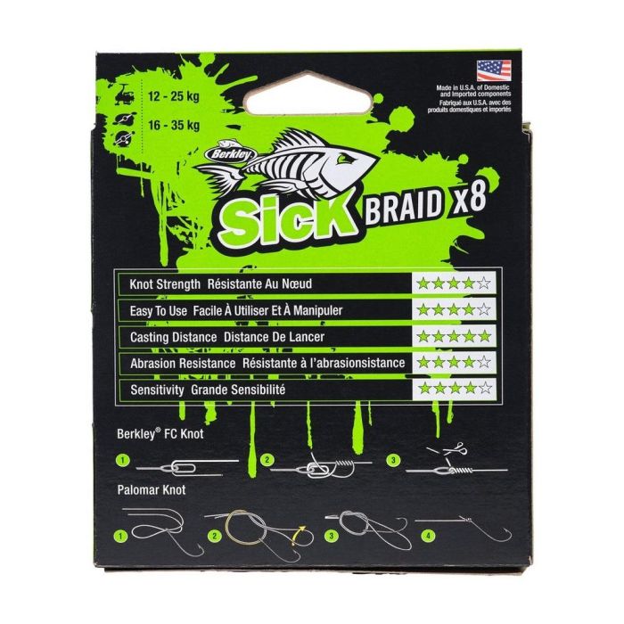 Berkley Sick Braid braided line, Hi-Vis Yellow, 300m 3