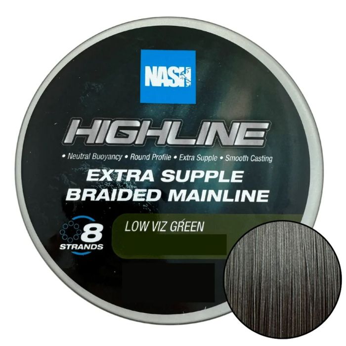 Fir Textil Nash Highline Extra Supple Braid, Low-Viz Green, 1200m