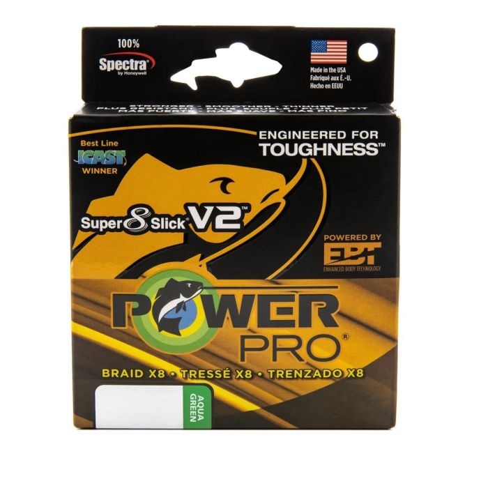 PowerPro Super 8 Slick V2 Braided Fishing Line, Aqua Green, 135m
