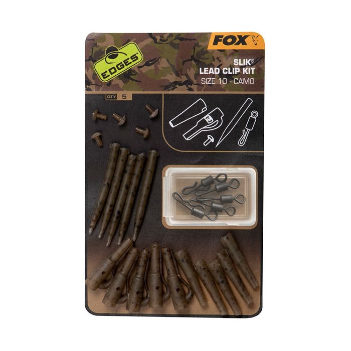 Kit Monturi Fox Edges Safety Slik Lead Clip (nr.10) Camo, 5x5buc/set