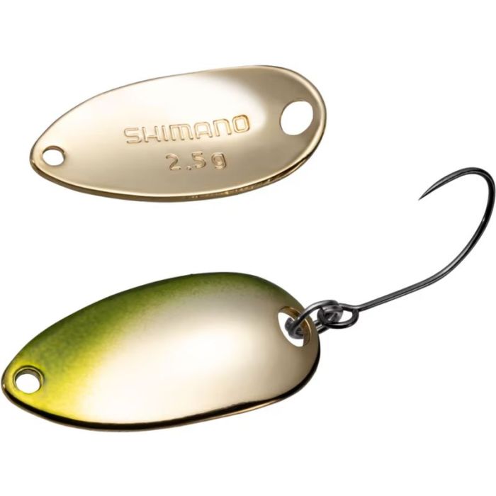 Shimano Cardiff Roll Swimmer Premium Plating Spoon, Green Gold, 2.8cm, 2.5g