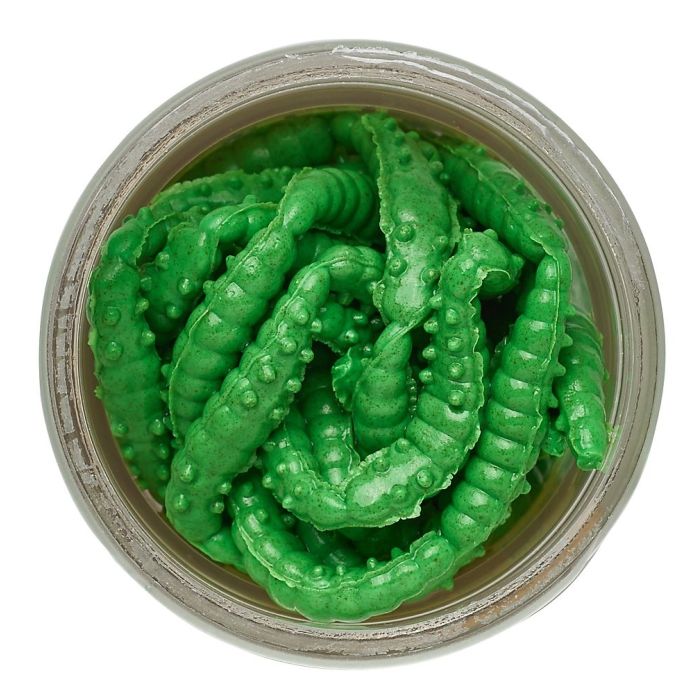 Berkley PowerBait Power Honey Worm lure, Spring Green, Garlic Flavour, 60g, 25 pcs/jar 2