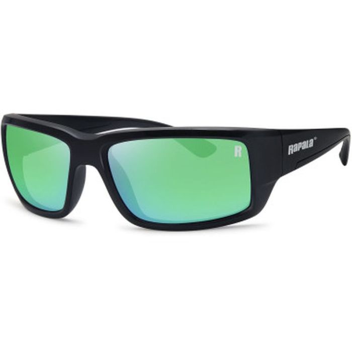 Rapala Sportsman's Amberjack Polarized Sunglasses, Matte Black Green Mirror