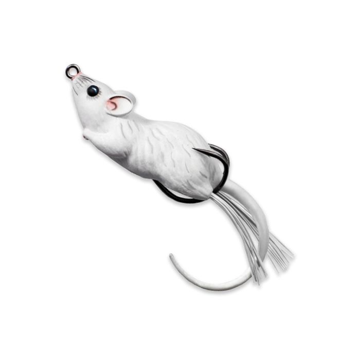 Live Target Hollow Body Mouse Walking Bait, White/White, 7cm, 14g