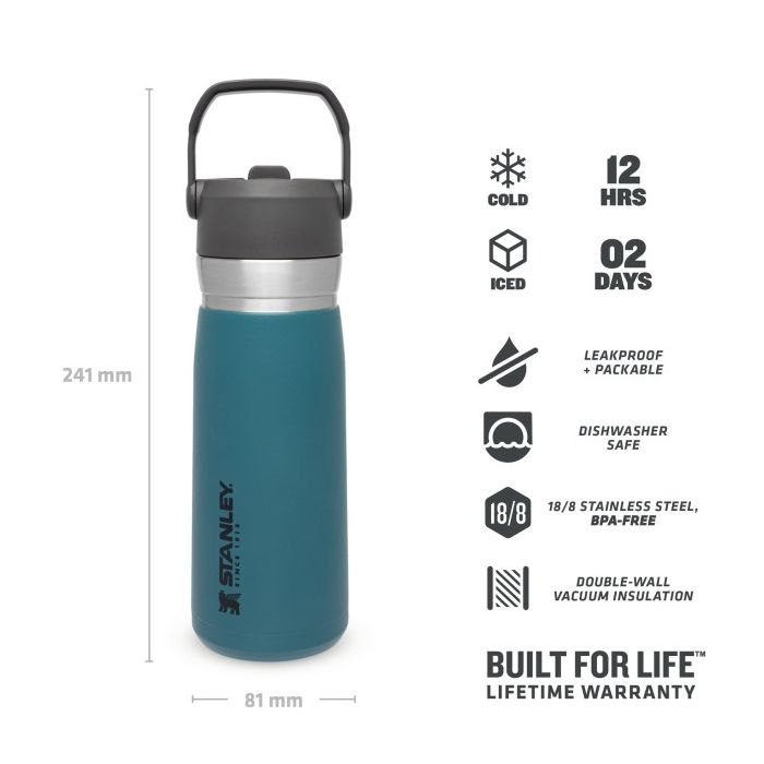 Insulated Water Bottle with Straw Stanley Flip Straw Water Bottle Lagoon Blue, 0.65 Litri 3