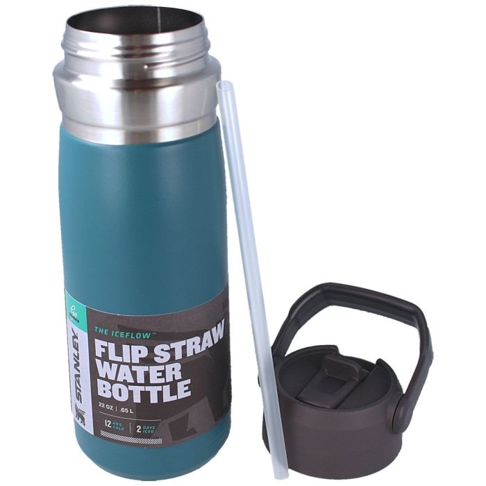 Insulated Water Bottle with Straw Stanley Flip Straw Water Bottle Lagoon Blue, 0.65 Litri 2