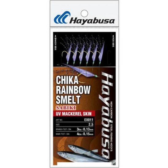 Hayabusa Sabiki Chika Rainbow Smelt, UV Mackerel Skin, Size 10