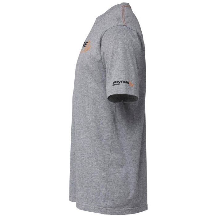 Tricou Savage Gear Signature Logo Grey Melange 2