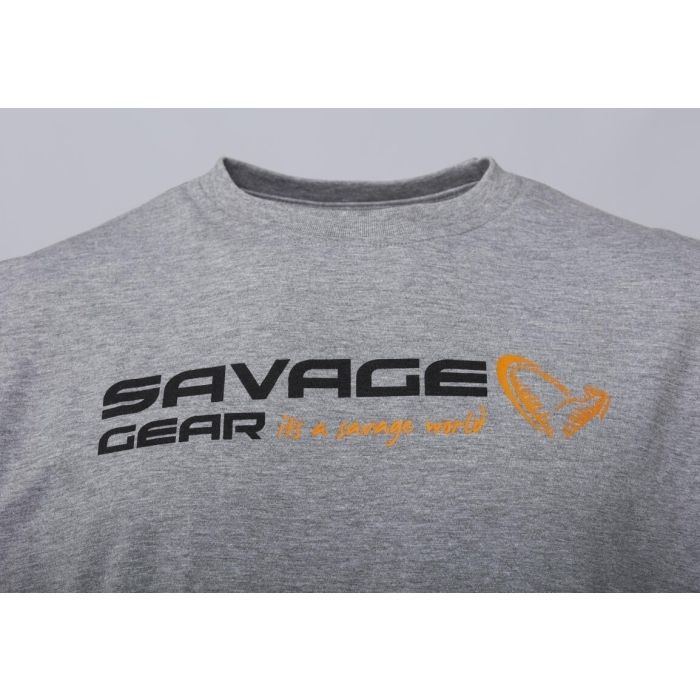 Tricou Savage Gear Signature Logo Grey Melange 3